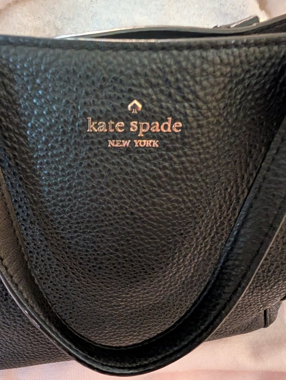 kate spade Black Pebbled Leather Small Structured Bag with Top Handles